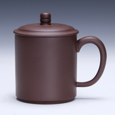 宜興紫砂杯老紫泥紫砂茶杯蓋杯手工小雙珠380cc 禮品平定制