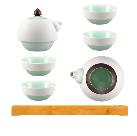 茶具套裝內(nèi)青外白一壺四杯一公道一茶盤 茶盤包裝 商務(wù)禮品