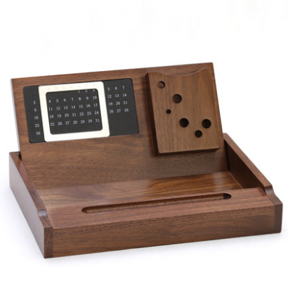 木質(zhì)多功能辦公用品桌面收納盤文具整理盒辦公擺件商務(wù)禮品
