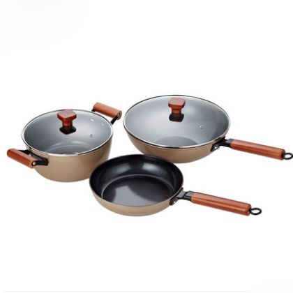 德國司頓陶晶不粘鍋鐵鍋湯鍋煎鍋炒鍋三件套納米涂層 福利禮品