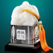 琉璃玉璽中號雙龍水晶印章創(chuàng)意家居工藝品擺件 商務(wù)禮品