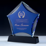 新款藍色水晶獎杯定制 頒獎紀念品五角星獎牌 禮品定制
