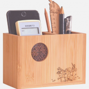 筆筒 雙格辦公創(chuàng)意定制LOGO 竹制 中國風(fēng) 文創(chuàng)禮品定制