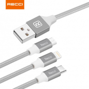 銳思 Recci 素色一拖三1.2m 2.4A數(shù)據(jù)充電線 企業(yè)禮品定制